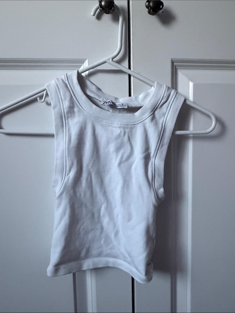 Zara White Ribbed Tank Top